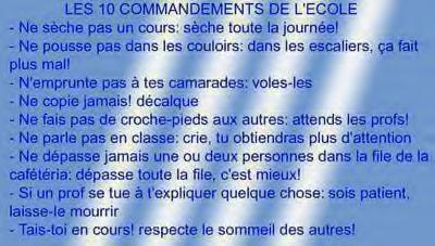 les 10 commendement de l'école